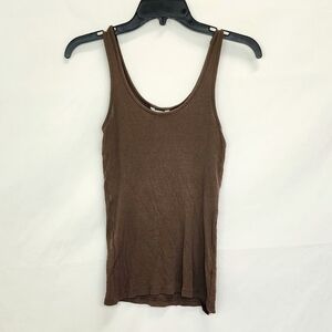 Metro 7 Brown Ribbed Scoop Neck Tank Top